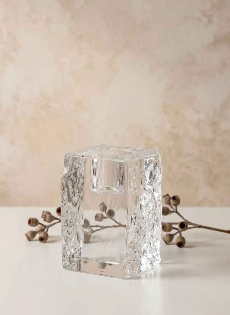 2.75in Tall Ice Block Taper Glass Holder