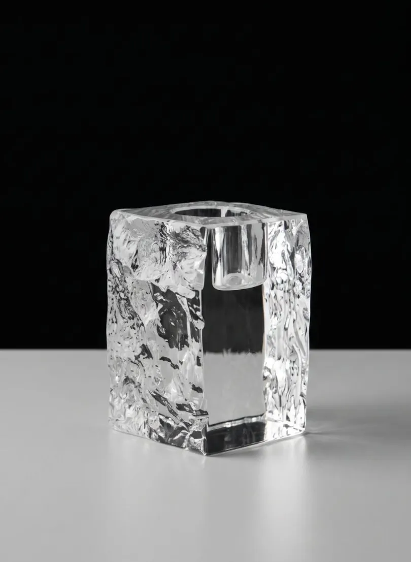 2.75in Tall Ice Block Taper Glass Holder