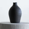 9in Tall Imari Aged Black Artisan Ceramic Vase