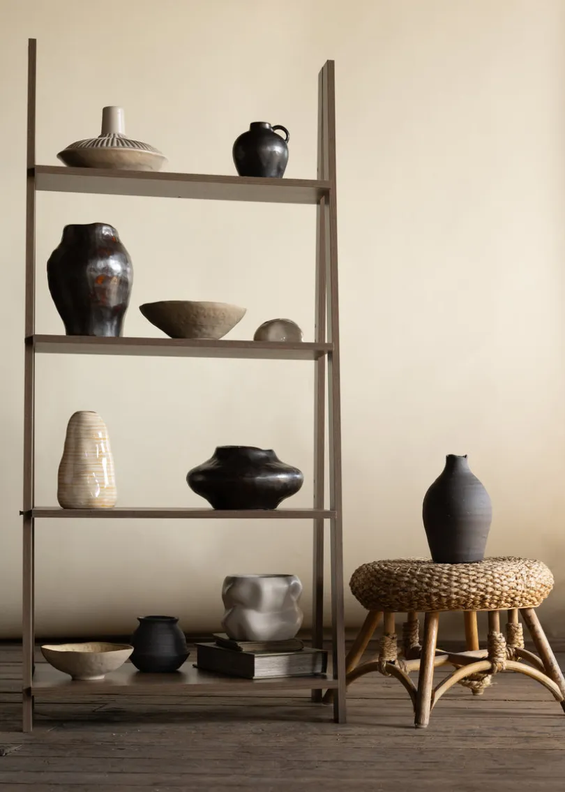 9in Tall Imari Aged Black Artisan Ceramic Vase