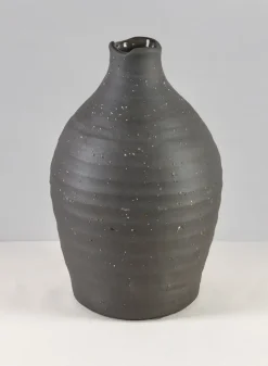 9in Tall Imari Aged Black Artisan Ceramic Vase