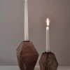 4in Tall Inca Wood Block Candlestick