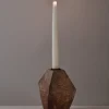 6in Tall Inca Wood Block Candlestick