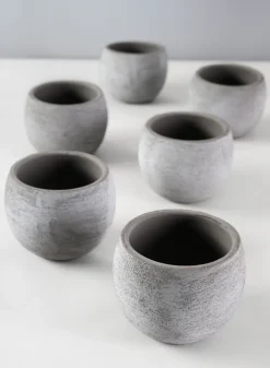 3in Tall Iquitos Venetian Grey Ceramic Mini Pot, Set of 6