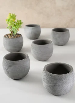 3in Tall Iquitos Venetian Grey Ceramic Mini Pot, Set of 6
