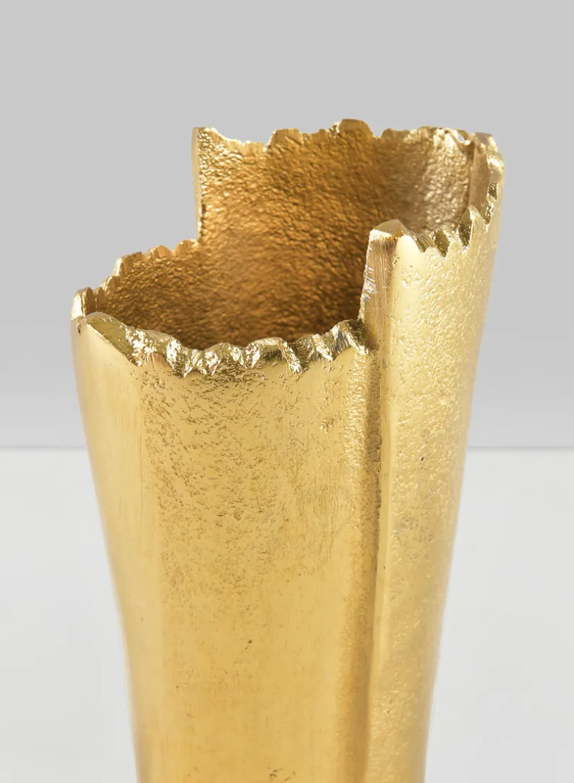 7in Tall Iris Aluminum Gold Vase