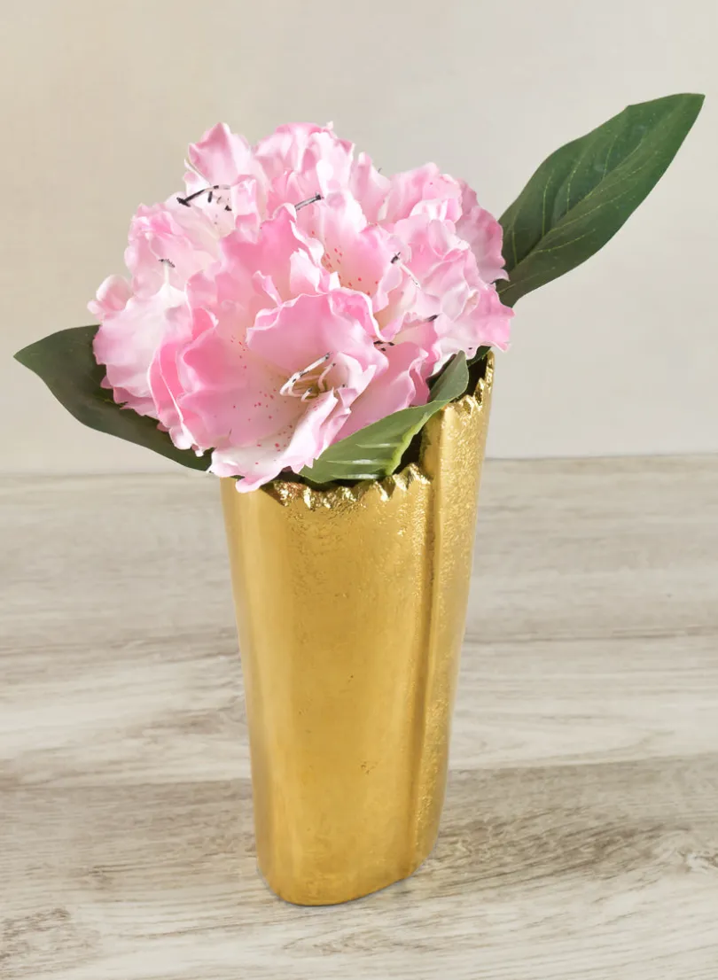 7in Tall Iris Aluminum Gold Vase