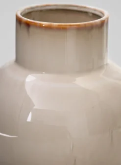 9.5in Tall Ivory Glaze Ceramic Akaibara Vase
