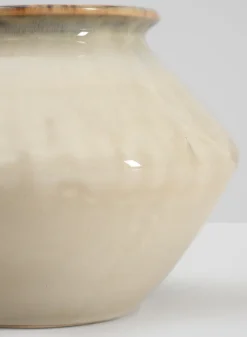 6.5in Tall Ivory Glaze Kaneshon Low Bowl Ceramic Vase