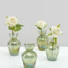 4in Tall Jacques Green Vintage Glass Bud Vase, Set of 4