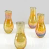 5in Tall Juliette Amber Vintage Glass Bud Vase, Set of 4