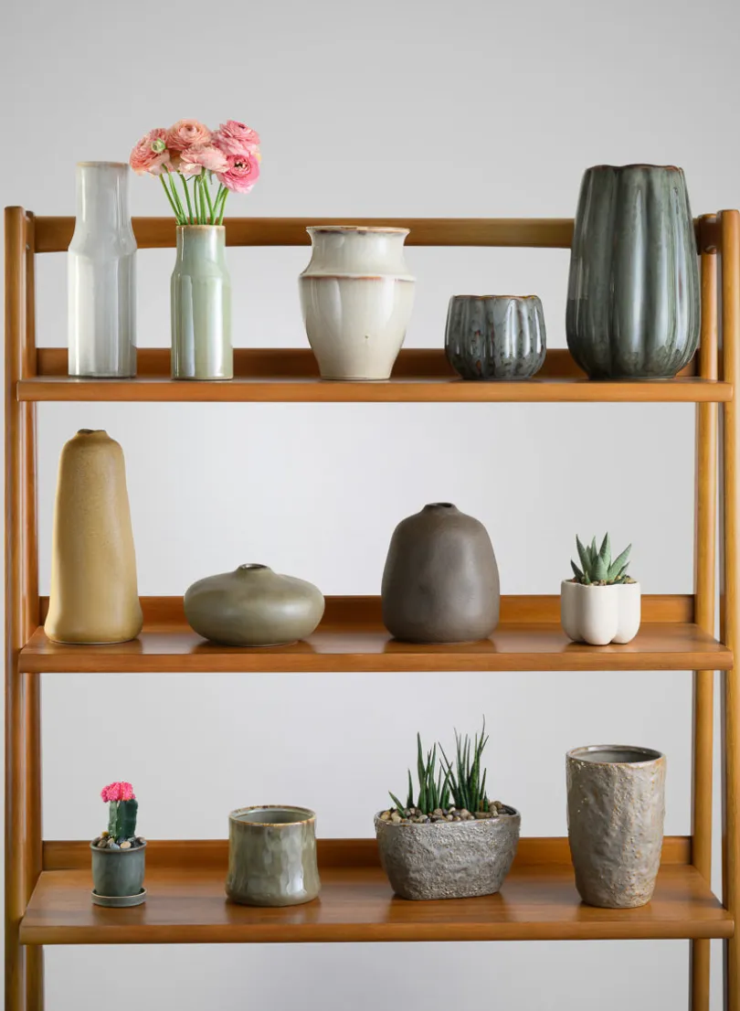 4.5in Tall Kolso Vintage Green Ceramic Cachepot