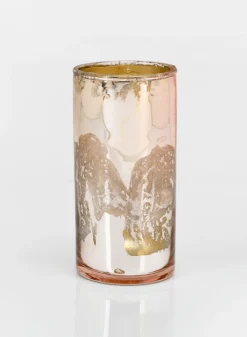 4in Tall La Fete en Rose Vintage Pink Glass Cylinder, Set of 6