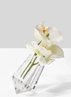 4in Tall Leaning Crystal Glass Bud Vase