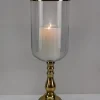 14.5in Tall Leila Gold Glass Hurricane