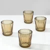 2.5in Tall Light Amber Fluted Glass Votive Holder, Set of 4