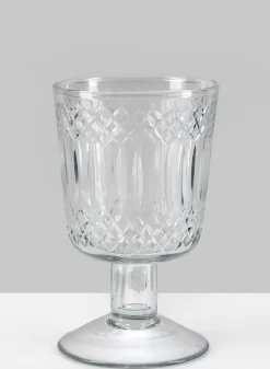 5in Tall Limoge Etched Mini Glass Goblet, Set of 4