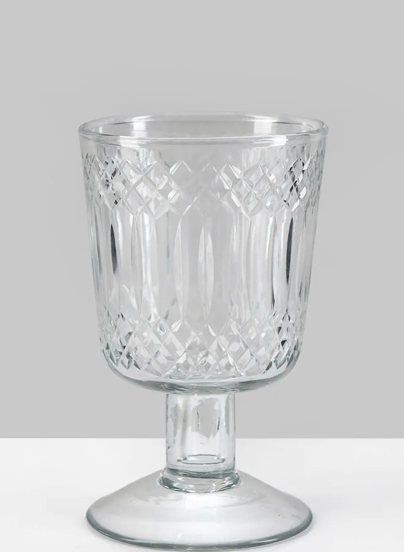 5in Tall Limoge Etched Mini Glass Goblet, Set of 4