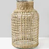 12.5in Tall Los Cabos Rattan Glass Vase, Large