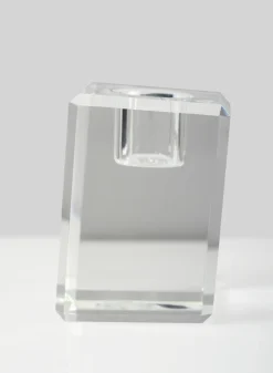 2in Tall Luxe Crystal Block Taper Glass Holder