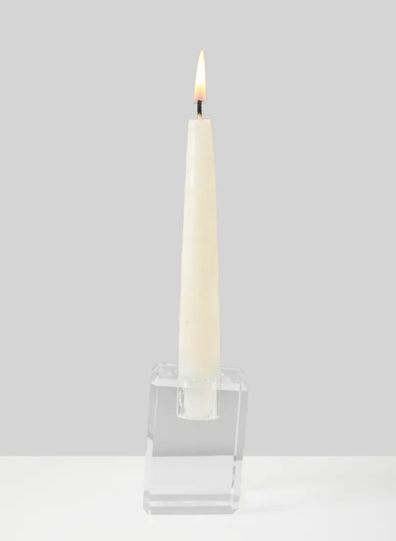 2in Tall Luxe Crystal Block Taper Glass Holder