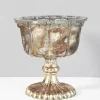 5in Tall Marie Antoinette Vintage Glass Flower Compote
