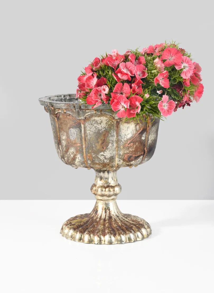 5in Tall Marie Antoinette Vintage Glass Flower Compote