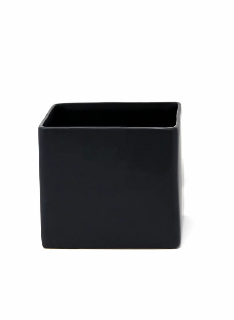 5in Tall Matte Black Ceramic Cube