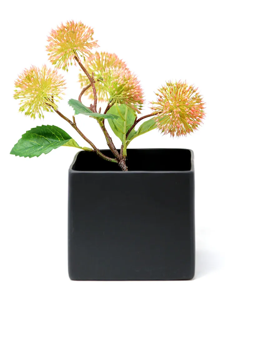 5in Tall Matte Black Ceramic Cube