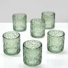 3.25in Tall Mexican Green Glass Tea Light Holder, Set of 6