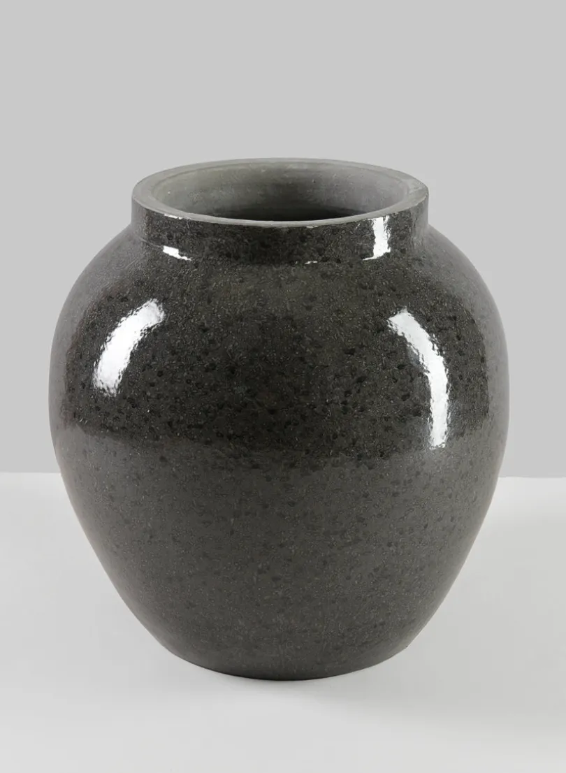 10.5in Tall Migos Gloss Black Ceramic Vase
