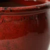 7in Tall Ming Oxblood Red Ceramic Pot with Saucer