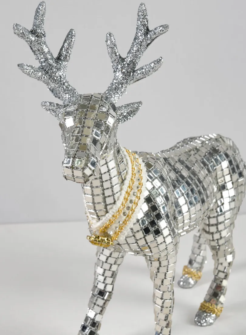 10in Tall Mirror Mosaic Deer