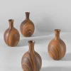 5.5in Tall Momo Dark Walnut Look Ceramic Bud Vase, Set of 4