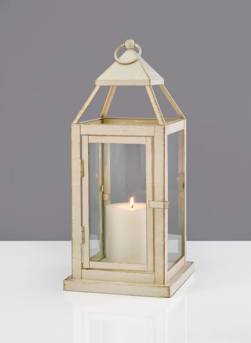 16in Tall Montmartre Aged White Lantern