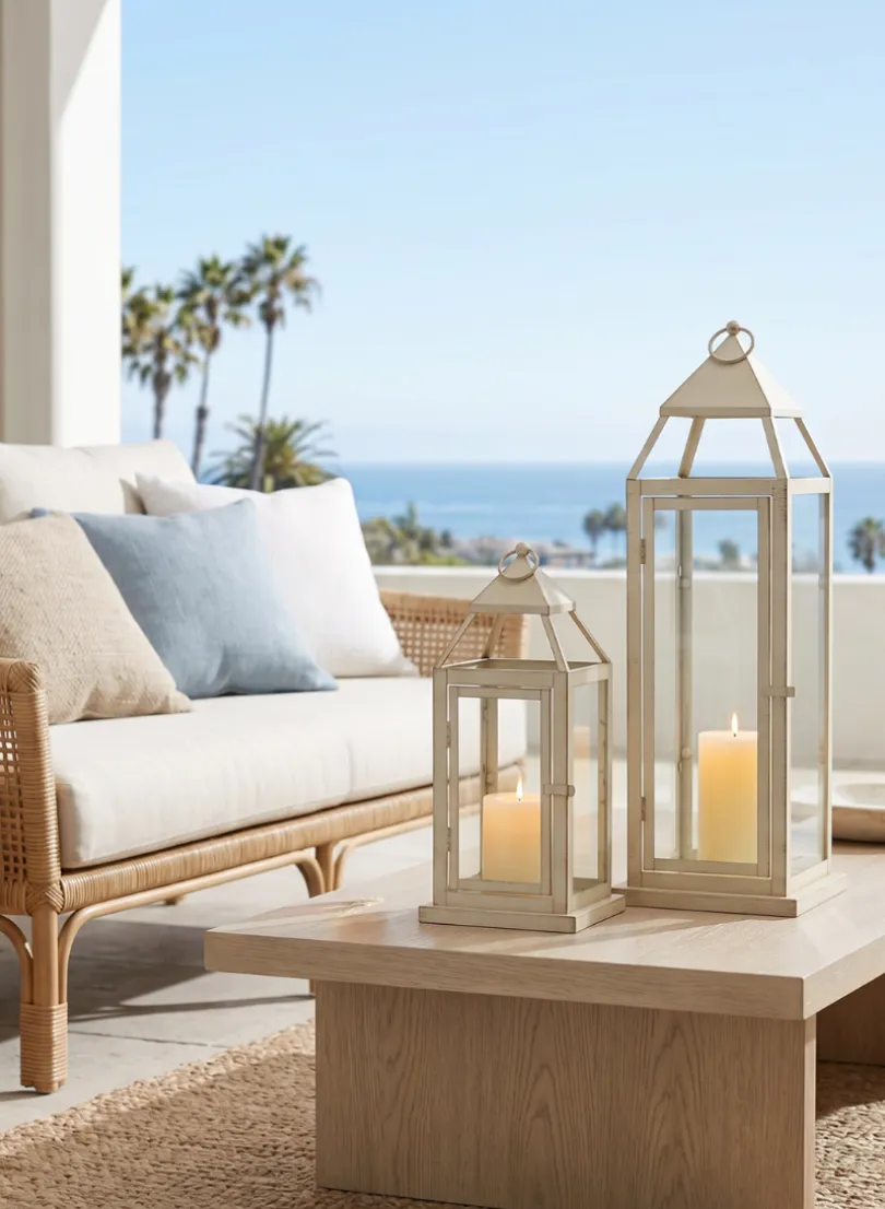 16in Tall Montmartre Aged White Lantern