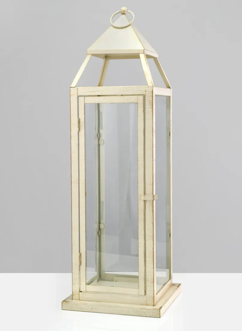 24in Tall Montmartre Aged White Lantern