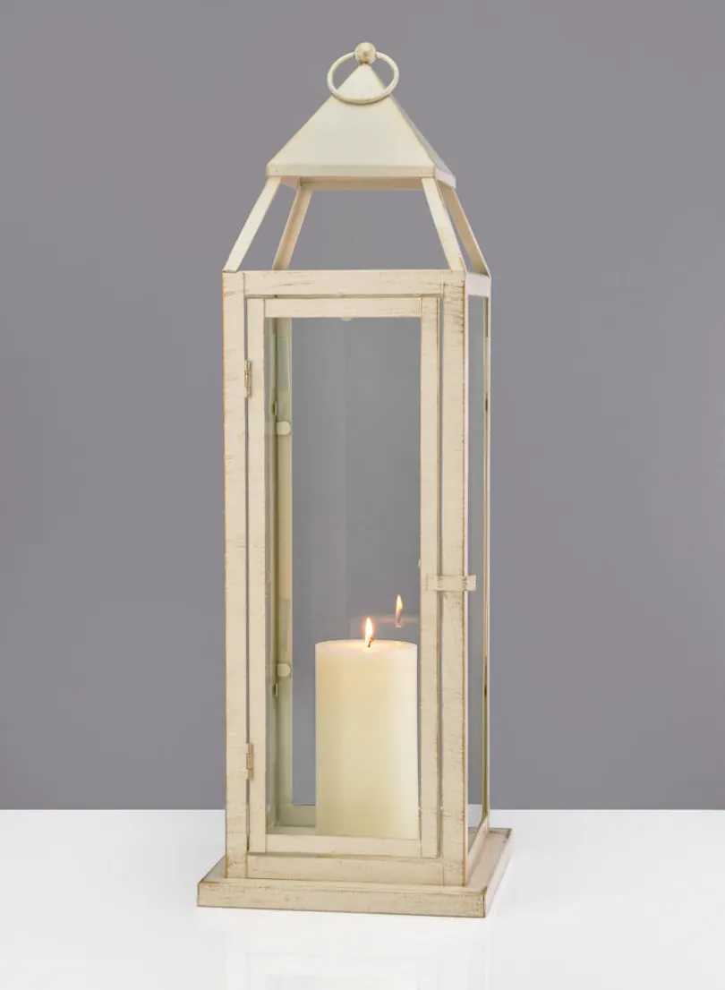 24in Tall Montmartre Aged White Lantern