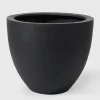 15in Tall Morelia Round Black Fiberstone Pot