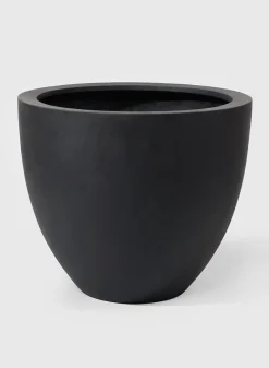15in Tall Morelia Round Black Fiberstone Pot