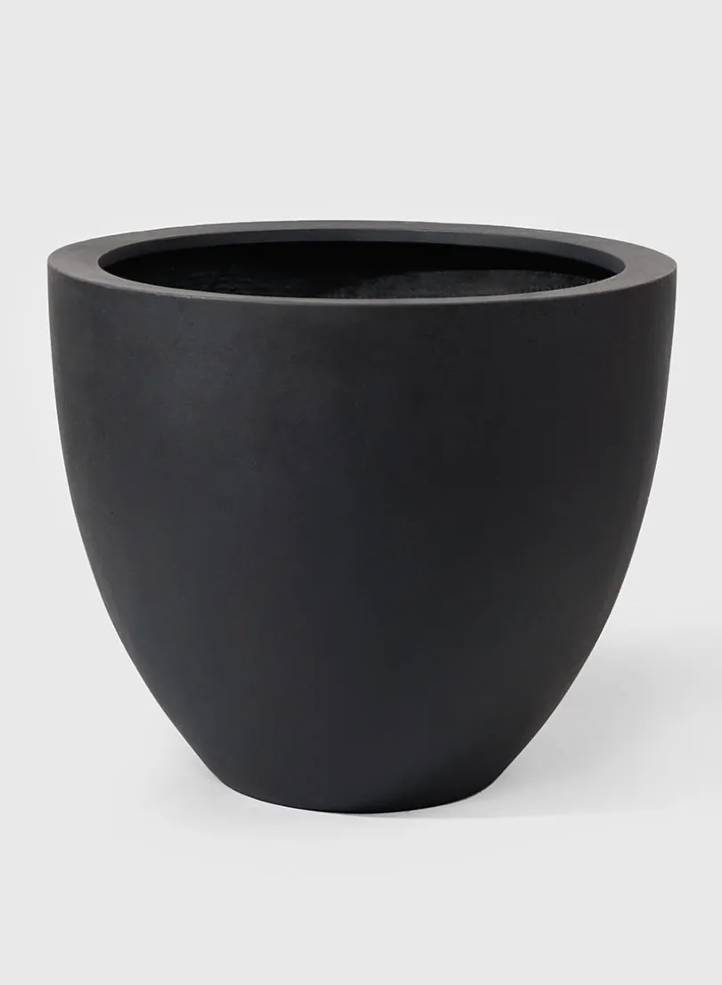 15in Tall Morelia Round Black Fiberstone Pot
