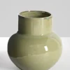 7in Tall Moss Green Glaze Ceramic Akaibara Vase