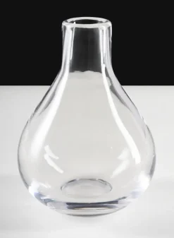 7.5in Tall Muran Clear Hand Blown Deco Glass Vase