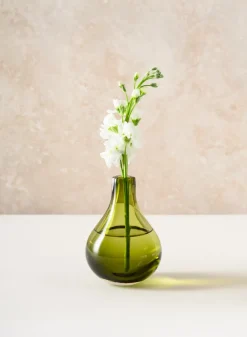5.5in Tall Muran Green Glow Hand Blown Deco Glass Vase