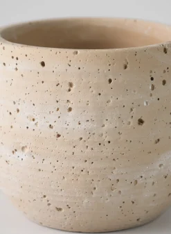 5in Tall Natural Slate Beige Cement Cache Pot
