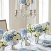 32in Tall Nickel Candelabra With Bowl