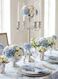 32in Tall Nickel Candelabra With Bowl