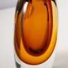 8.5in Tall Norvege Clear and Amber Glow Hand Blown Glass Vase