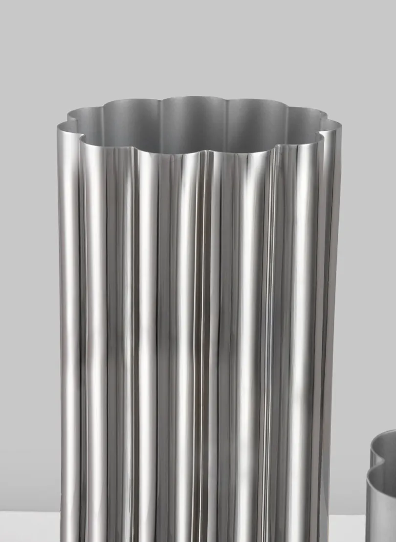 9.75in Tall Nuage Silver Stainless Steel Vase