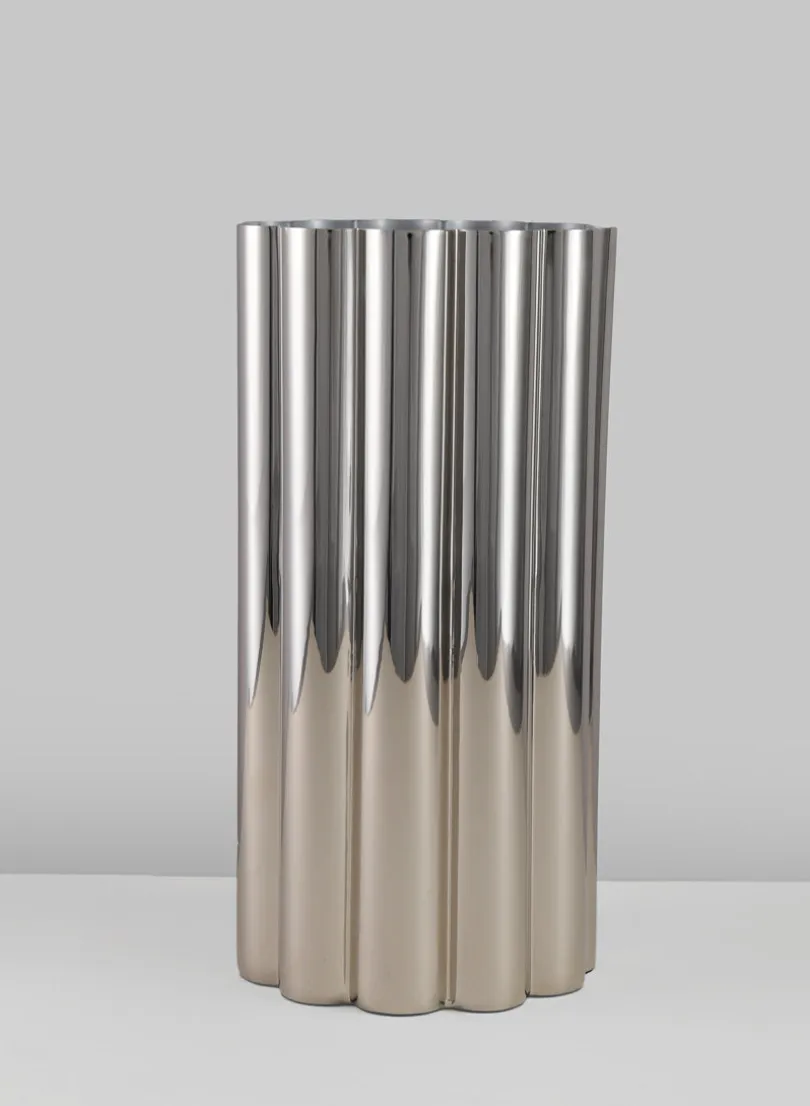 9.75in Tall Nuage Silver Stainless Steel Vase